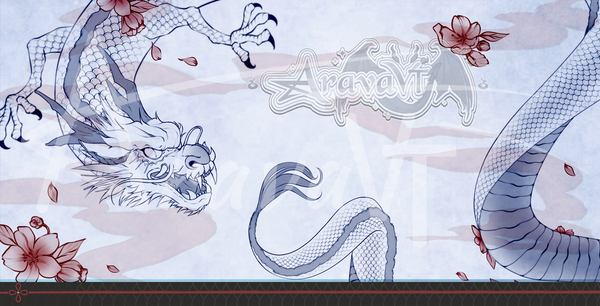 AravaVT Desk Mat with Stitched Edging - Dragon Scroll